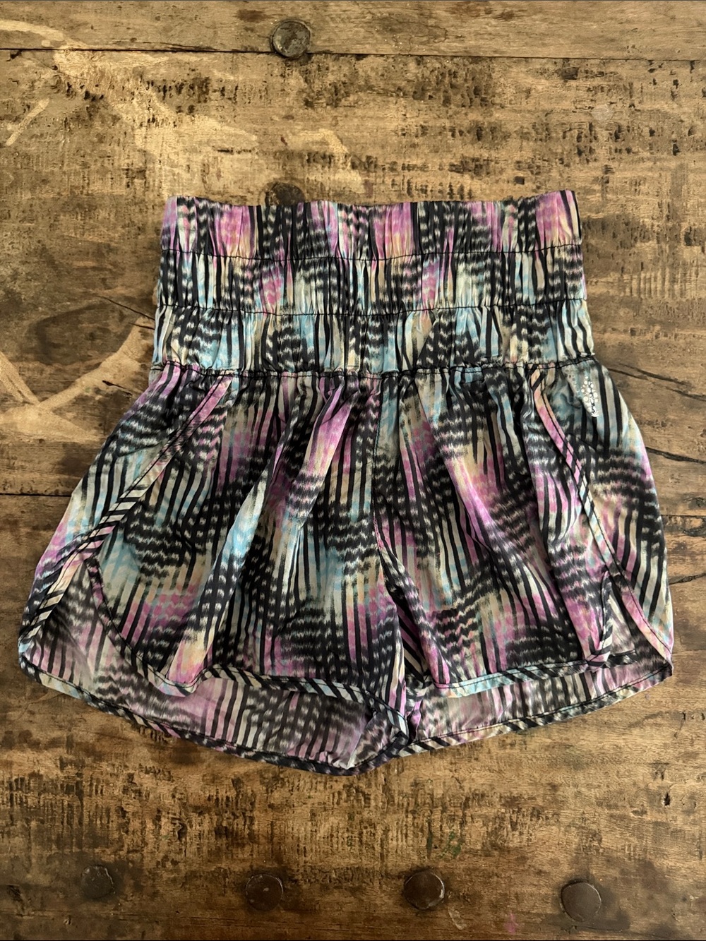 High-Waist Printed Women's Short - Pink, Purple & Blue